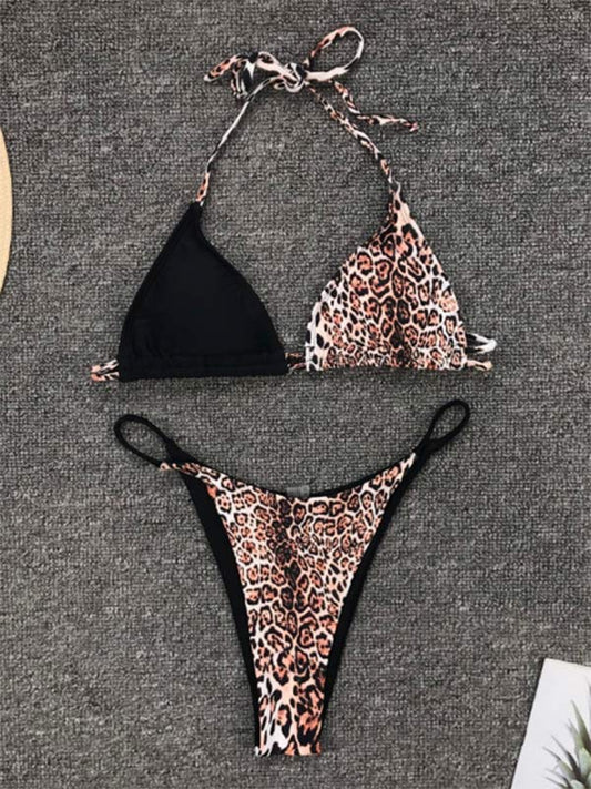 Sexy Triangles Split-Joint Bandage Split Type Bikini Swimsuit