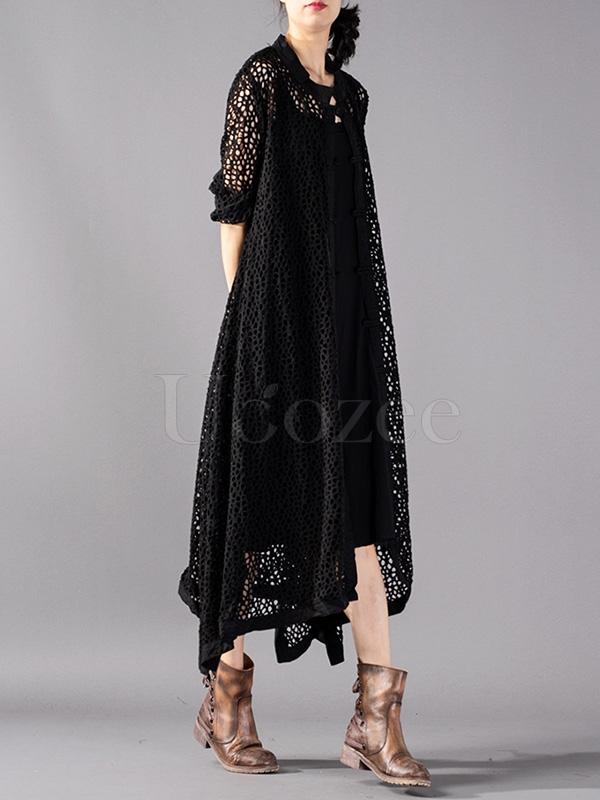 Casual Hollow Cropped Long Cover-up