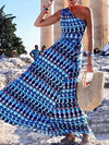 Asymmetric Striped Maxi Dress