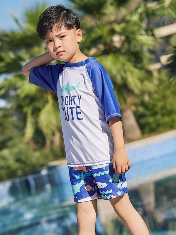 AONIHUA Two Pieces Short Sleeves Boy Swimwear