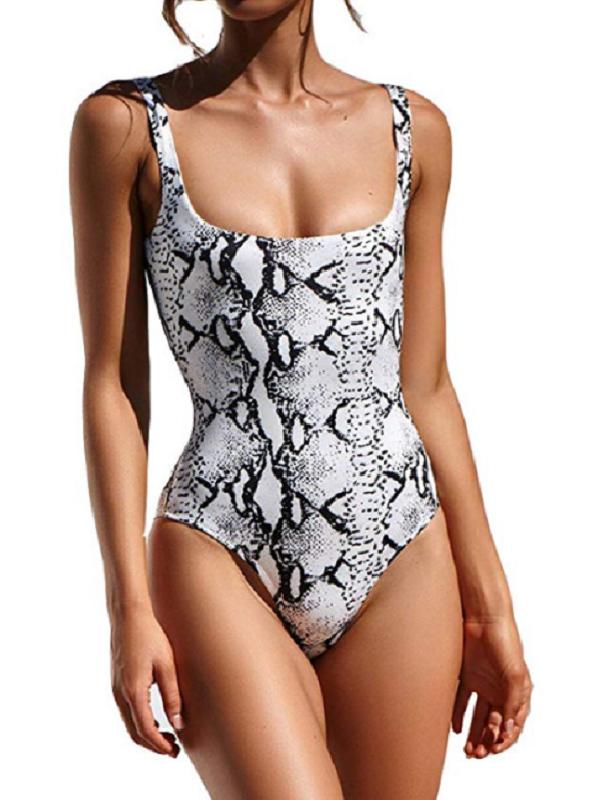 Sexy Leopard Print Spaghetti-Neck One-Piece Swimwear