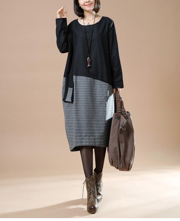 Casual woolen loose autumn dress