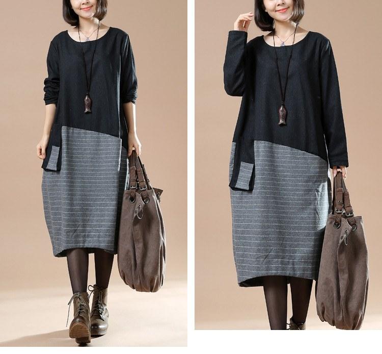 Casual woolen loose autumn dress