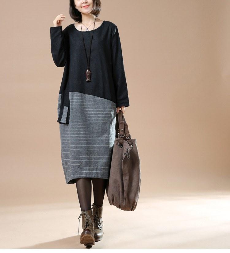 Casual woolen loose autumn dress