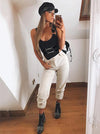 Sleeveless Metal Buckle Bodysuits