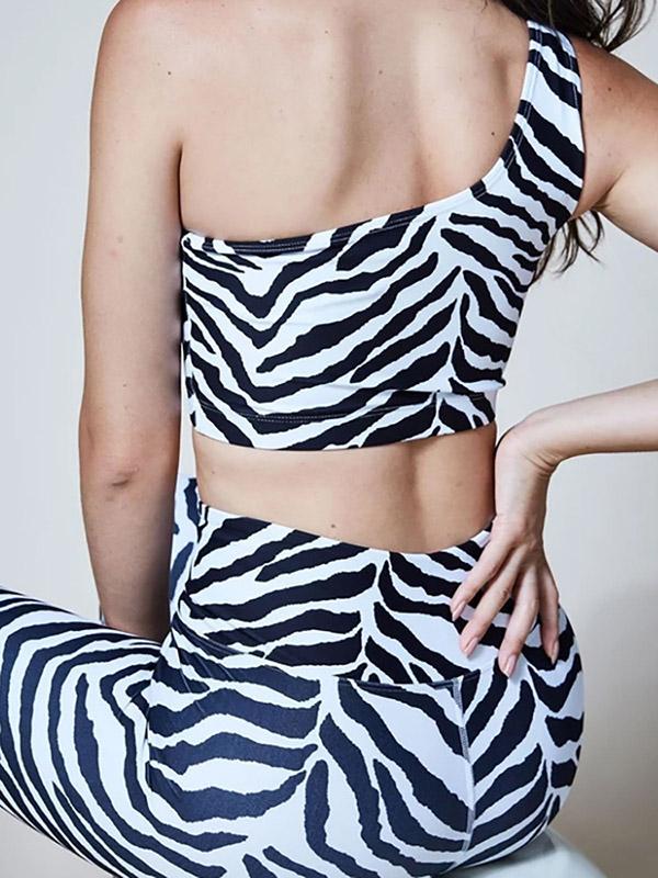 Zebra-striped Tank& Leggings Sports Suits