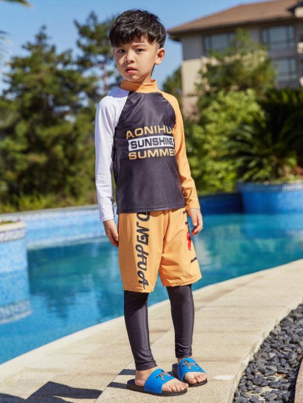 AONIHUA Orange Little Boy Swimwear