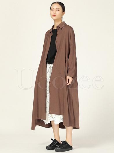 New Casual Pure Color Long Shirt Cover-up