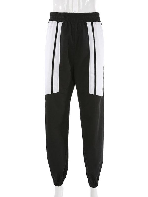 Fashion Color-Block Haren Pants Sports Suits