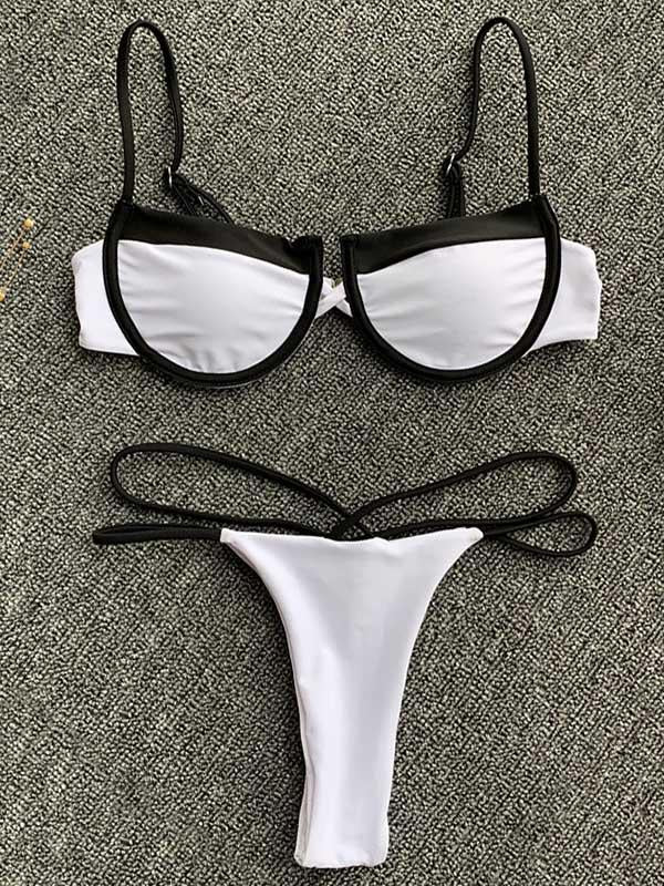 Sexy Straplessm Bandage Splice Split Bikini Swimsuit