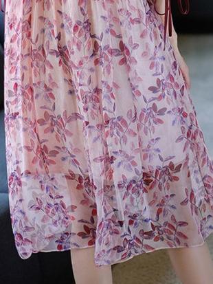 Elegant Printed Silk Casual Long Dress