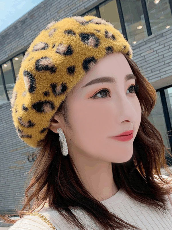 Stylish Leopard Beret Hat