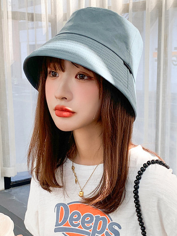 Casual Solid Color Wide Brim Fisherman Hat