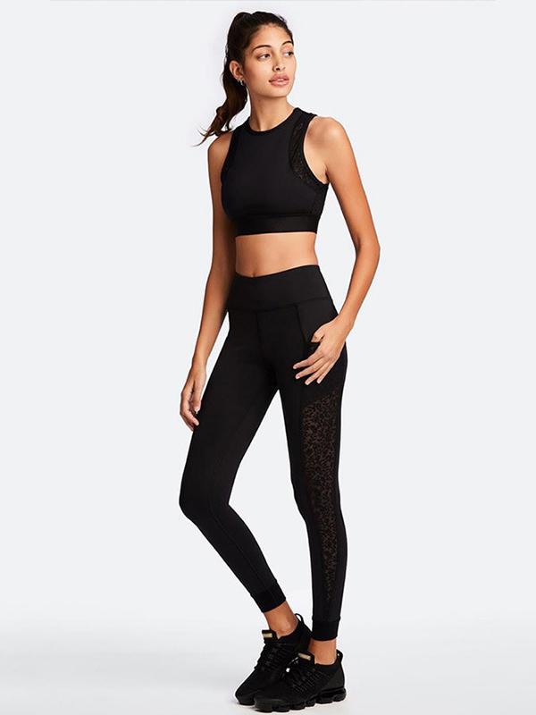 Hollow Mesh Tanks And Pocket Leggings Suits