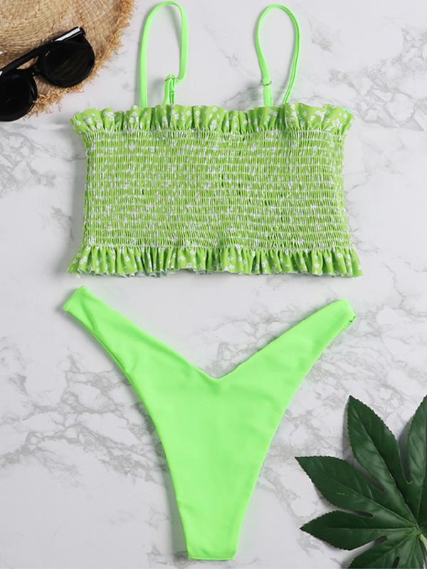 Ruffle Smock Bandeau Bikini Set