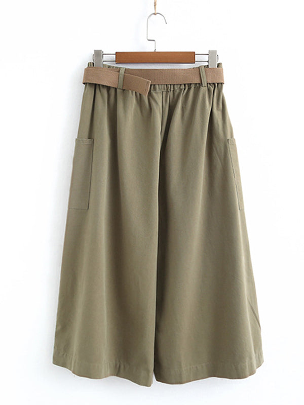 Urban Solid Color Empire Waisted Loose Wide Leg Pants