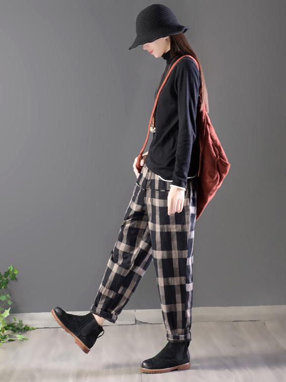 Loose Comfortable Plaid Pants