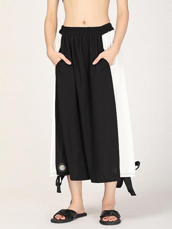 Loose Split-joint Lace-up Skirt