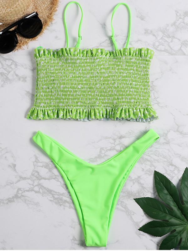 Ruffle Smock Bandeau Bikini Set