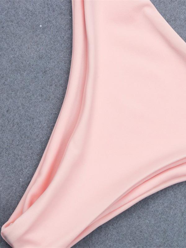 Falbala Solid Color Bikini Swimsuit