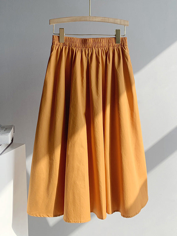 Urban Solid Color Pleated A-Line Skirts