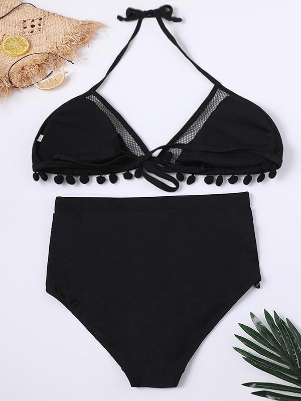 Plain Hollow Lace Bikini Set