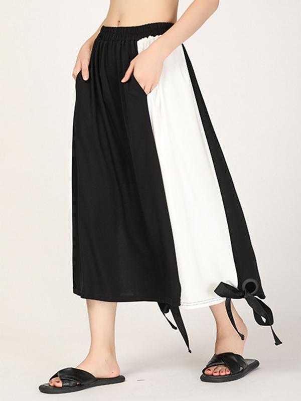 Loose Split-joint Lace-up Skirt