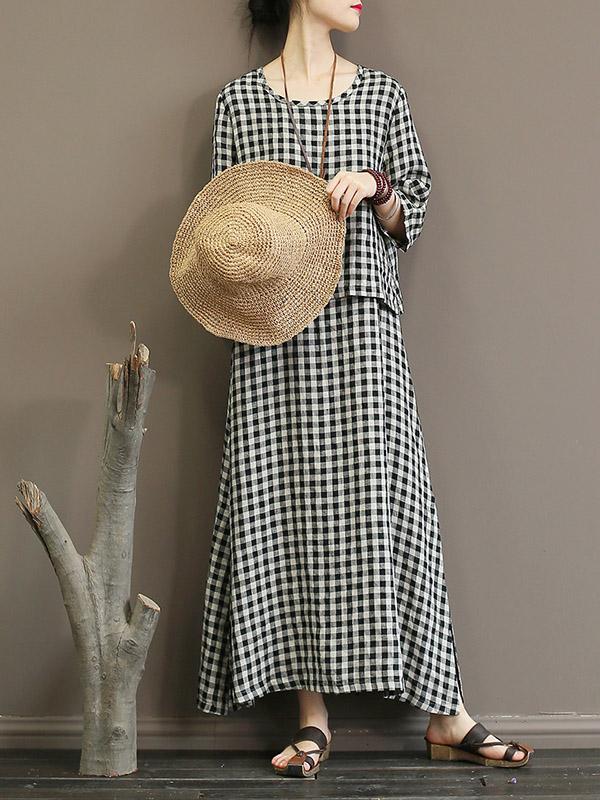 Vintage Original Plaid Maxi Dress