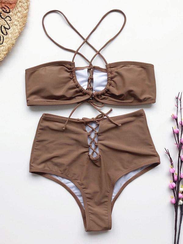 Sexy Hollow Bandage Bikini Swimsuit