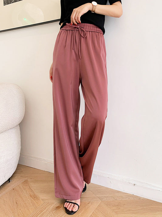 Casual 6 Colors Elasticity Drawstring Wide Legs Loose Pants