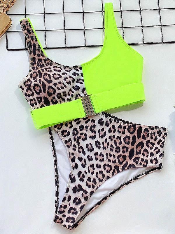 Leopard-Print Empire Bikini Swimsuit