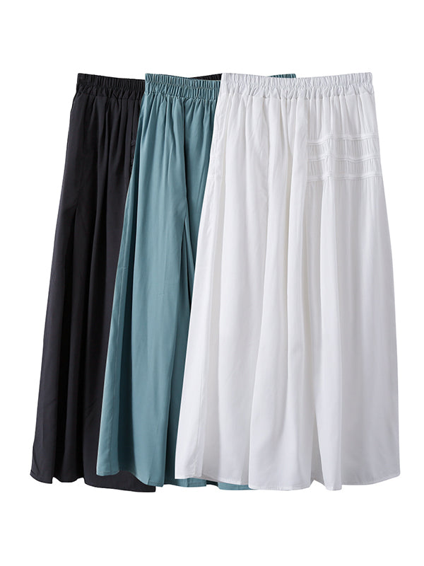 Original Solid Color Empire  A-Line Skirt