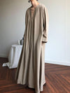 2 Colors V-neck Long Sleeves Belted Maxi Dress