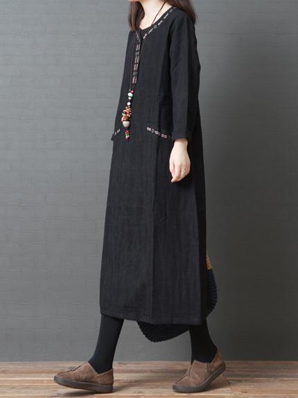 3 Colors Long Sleeves Long Dress