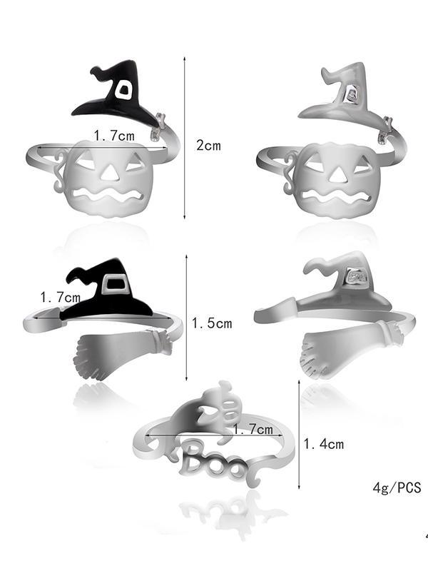 Halloween Witch's Hat&Broomstick Hollow Rings