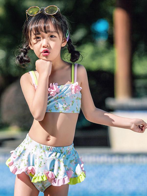 AONIHUA Floral Lovely Girl Two Piece Swimwear