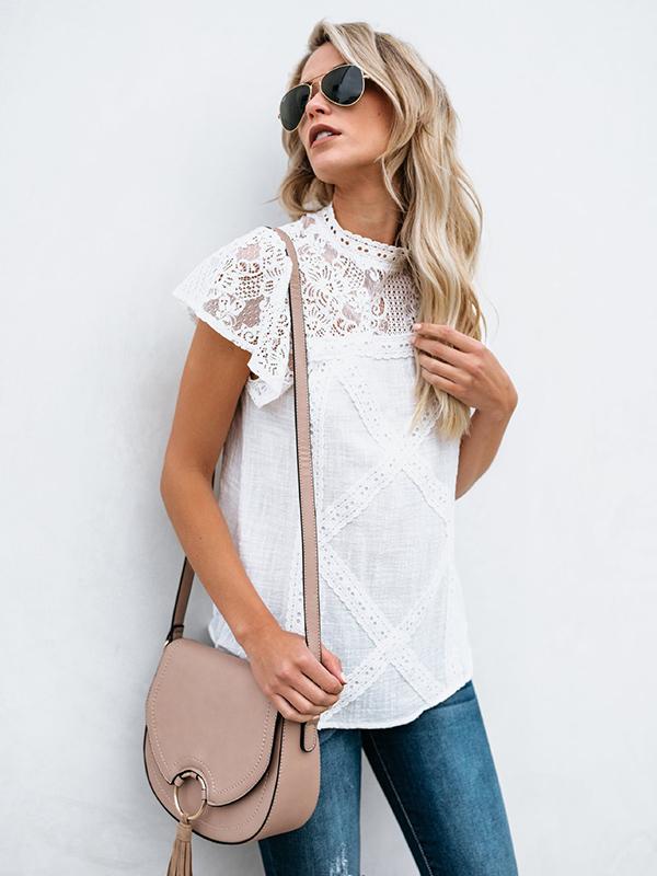 Lace Geometric Patchwork Top