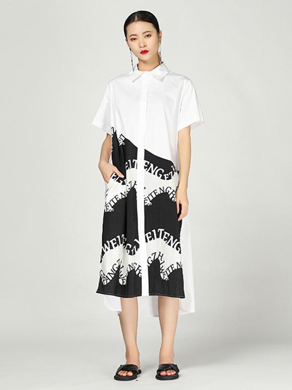 Irregular Ink Long Cotton Dress