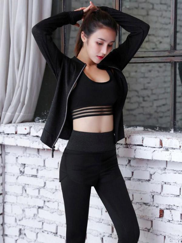 Solid Multiple Pieces Workout Yoga Suits