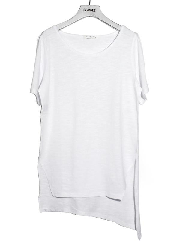 Original Solid Split-Side See-Through T-Shirts Tops