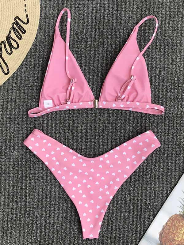 Ribbed Triangle Top With Panty Bikini Set