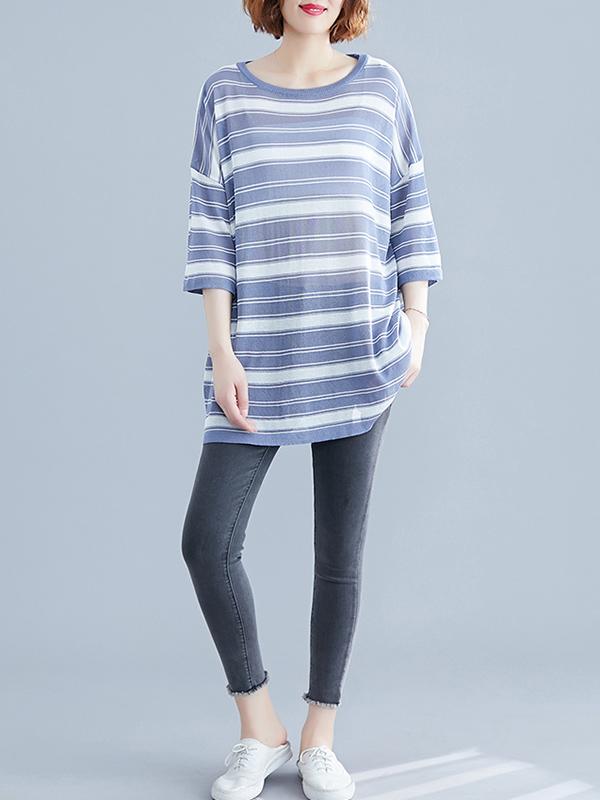 Hollow Loose Striped T-Shirt