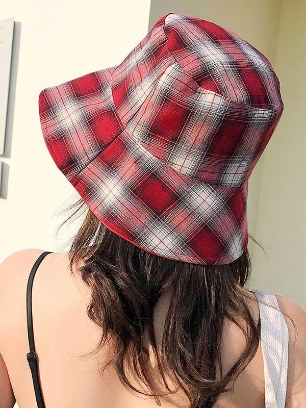 Leisure Versatile Plaid Fisherman Hat