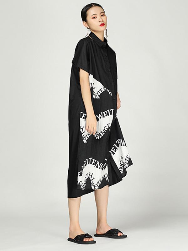 Irregular Ink Long Cotton Dress