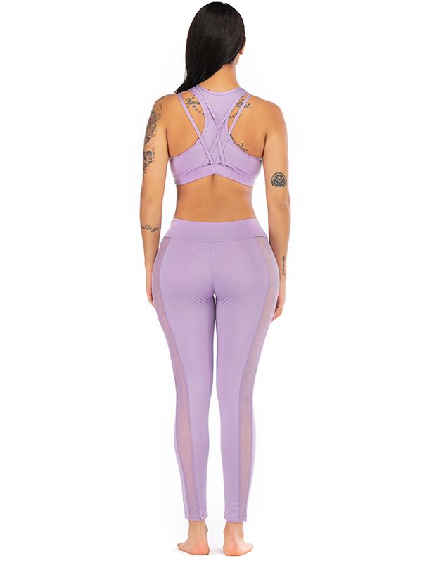 Mesh Racerback Breathable Tanks And Leggings Suits