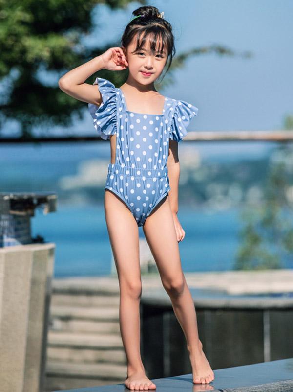 AONIHUA Blue Polka-dot Girl One Piece