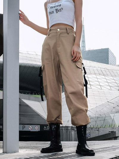 3 Colors High Waist Cargo Pants For Women