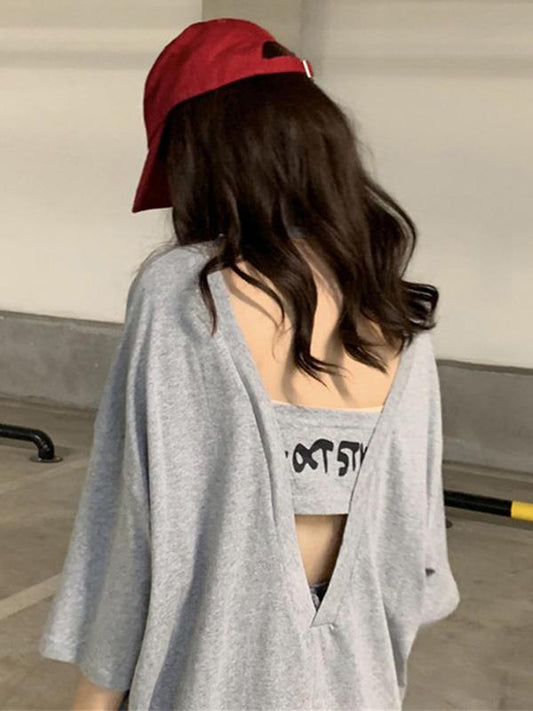 Hollow Out Sexy Back Casual T-shirt