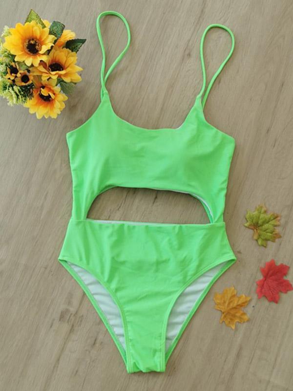 Sexy Sling Hollow  Bandage  One-Piece Type Swimwear