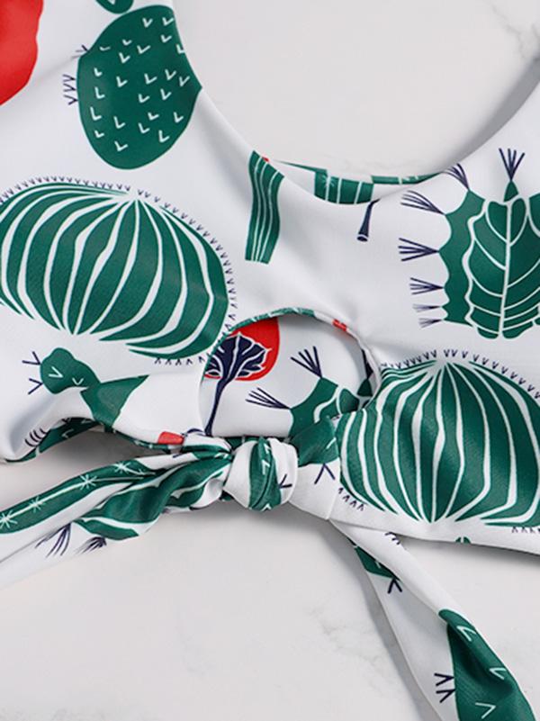 Cactus Print Tie Bikini Set